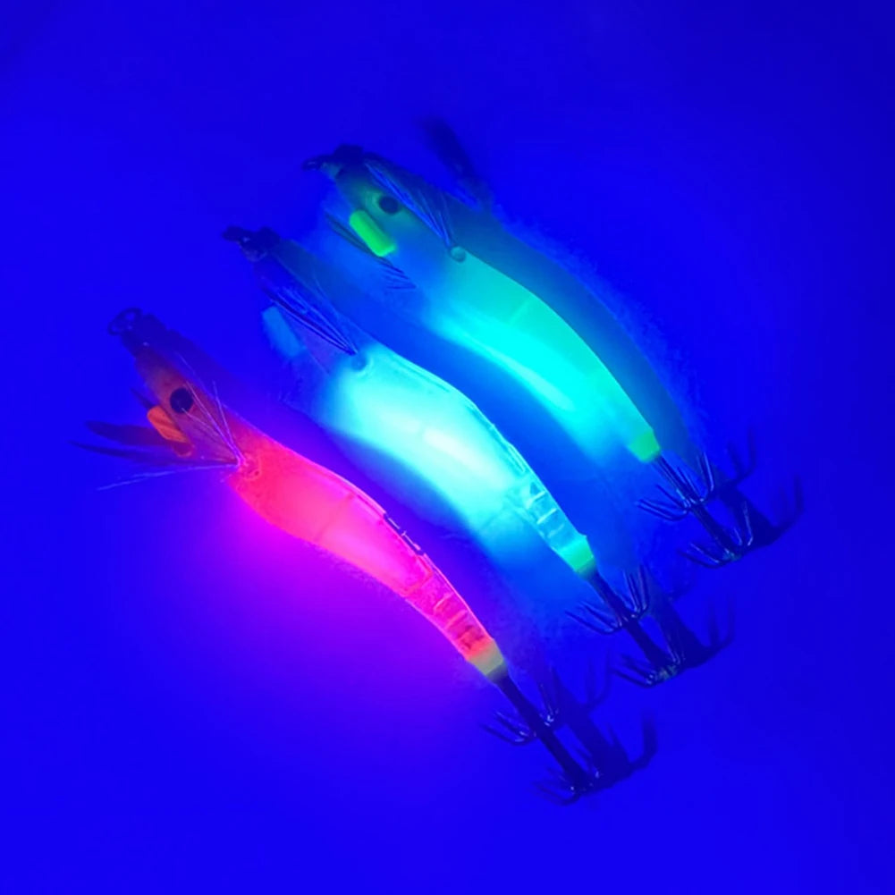 Luminous Lure Hard Shrimp Bait Simulation with Squid Jig Hook