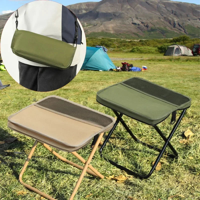 Folding Backpack Stool Sturdy Strong Load-bearing Fishing Folding Chair Crossbody Handbag Style Pencil Case Stool Portable