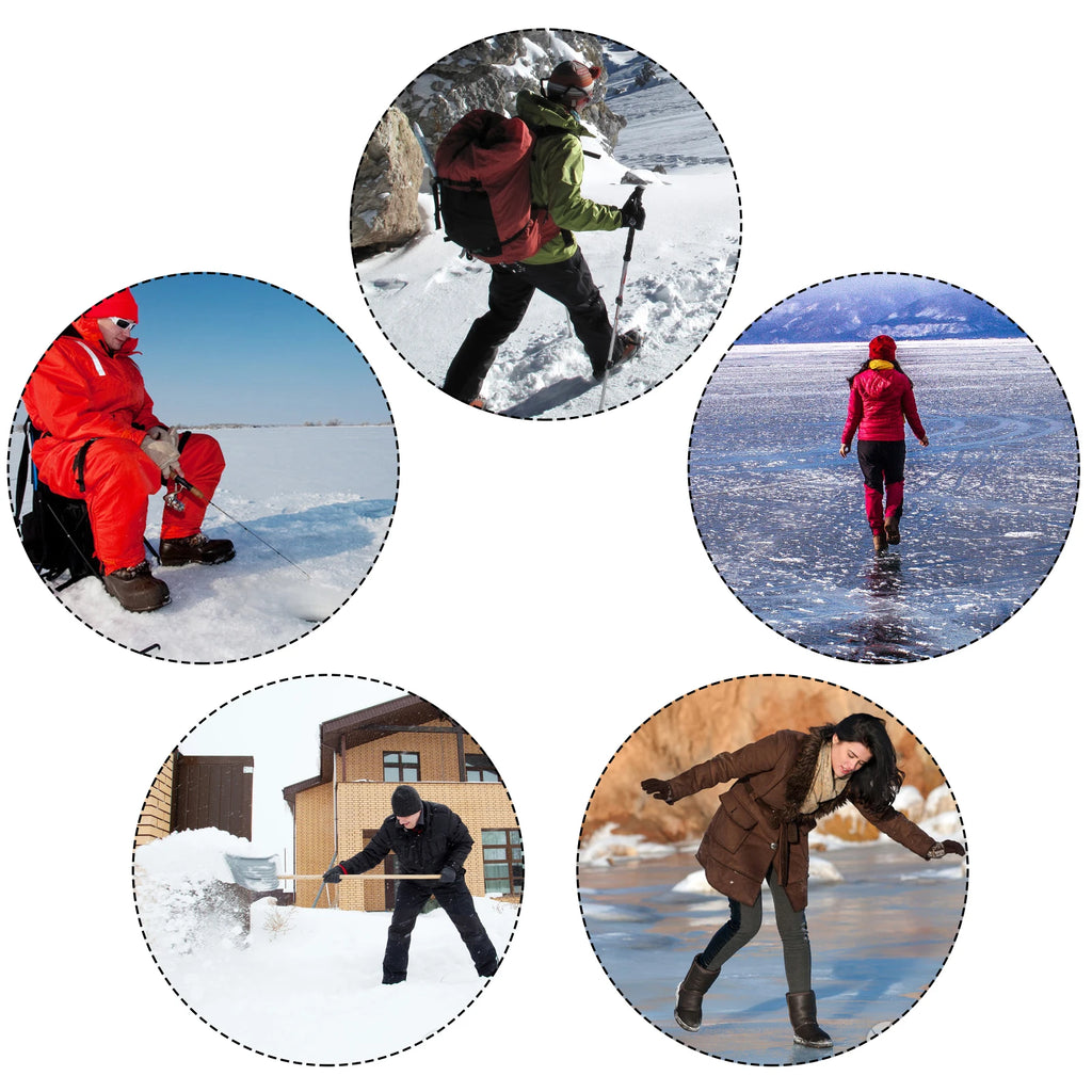 19 Teeth Snow Spikes Crampons Anti Slip Ice Gripper Cleats Chain Claws for Hiking Climbing  Walking Boots Cover ﻿