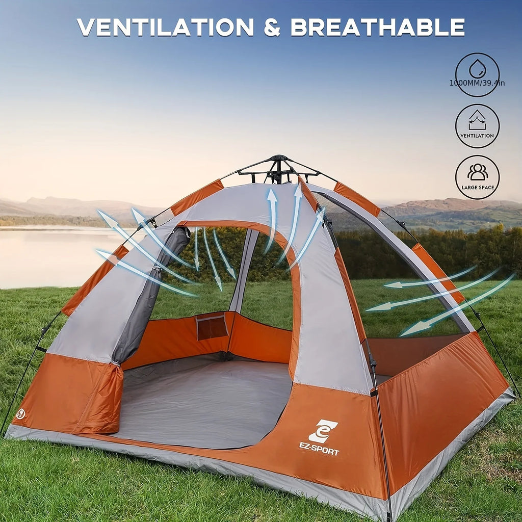 Pop Up Camping Tent - 4 Person Instant Easy Set Up Tent with Removable Rain Fly