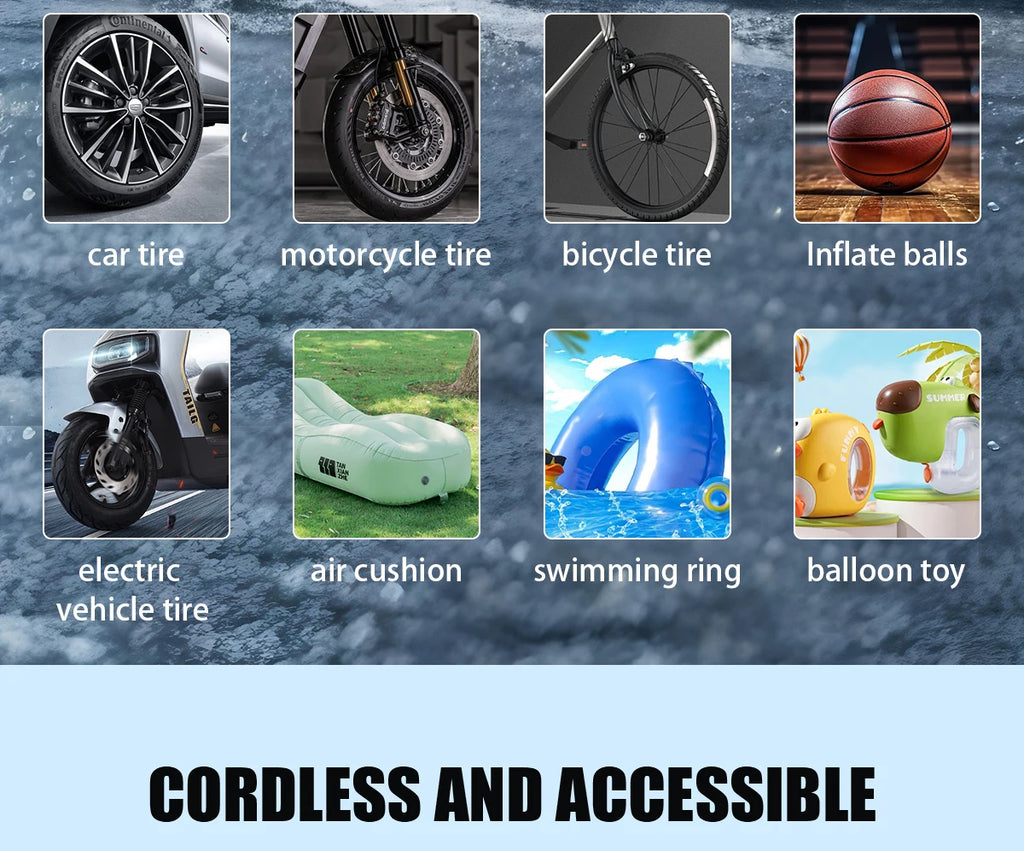 Multifunction Digital Air Pump, Portable Tire Inflator  Balls, Boats, Camping