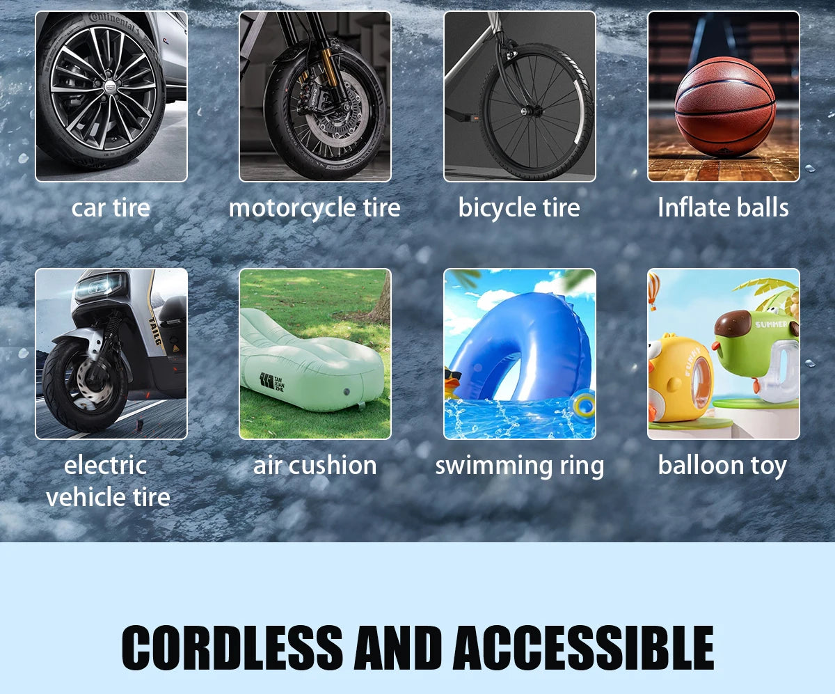 Multifunction Digital Air Pump, Portable Tire Inflator  Balls, Boats, Camping