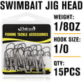 15PCS Hover Rig Swimbait Jig Heads for Bass Fishing Bass Hooks 1/16OZ 1/8OZ