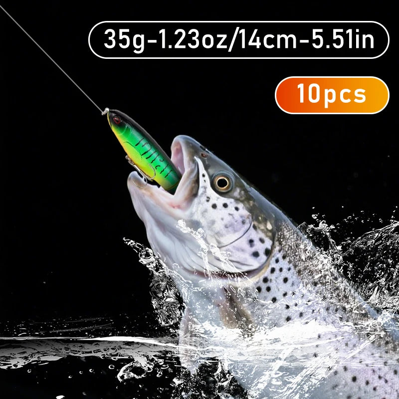 10pcs/set Premium Fishing Lure Kit Bass Trout Baits With Propeller Tail Durable Hooks Realistic Action for Freshwater