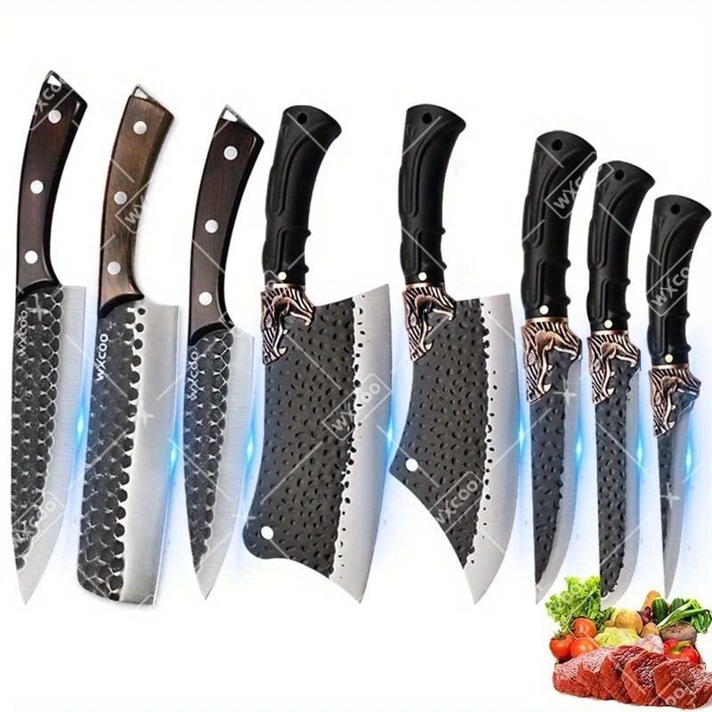 8PCS Professional Kitchen Chef Knife Set Stainless Steel Forged