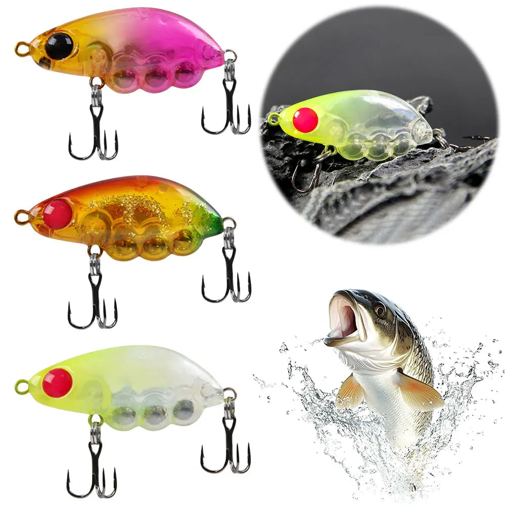 3.9g/35mm Mini Hard Bait with Fixed Steel Ball Fishing Lure Artificial Bait for Perch Trout Bass