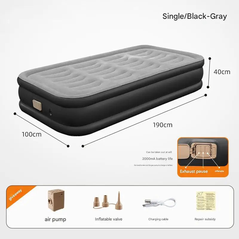 Air Mattress With Electric Air Pump Foldable Inflatable Mattress Mat With Soft Flocked Top