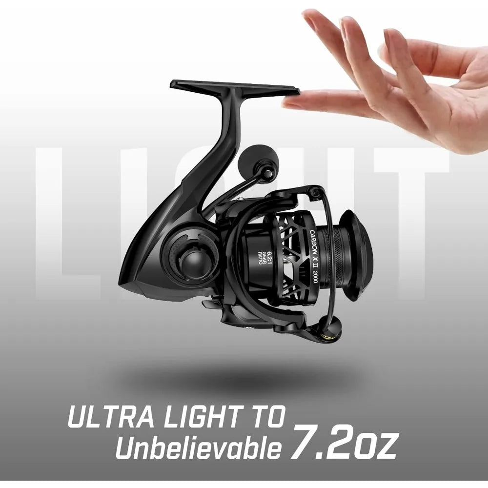 Lightweight Carbon Fiber Spinning Reel, 5.5oz, 22LBs Drag, 10+1 Bearings, Smooth