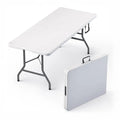 6 Feet Foldable Table with Built in Handle Steel Legs Perfect for Party, Dining, Wedding, Event
