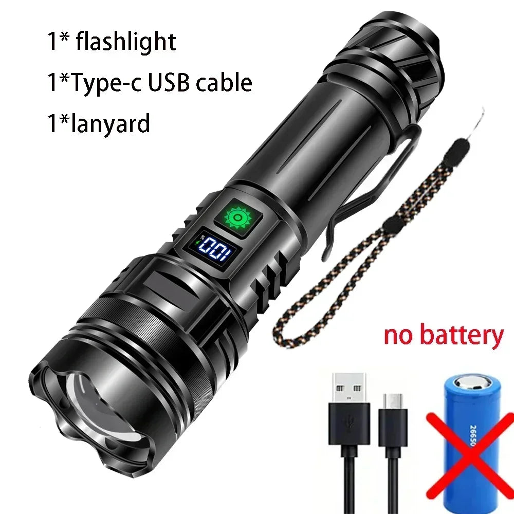 Rechargeable GT10 Flashlight Super Bright Portable Ultra Power Long Range Tactical Torch Lamp Outdoor Emergency Camping Lantern