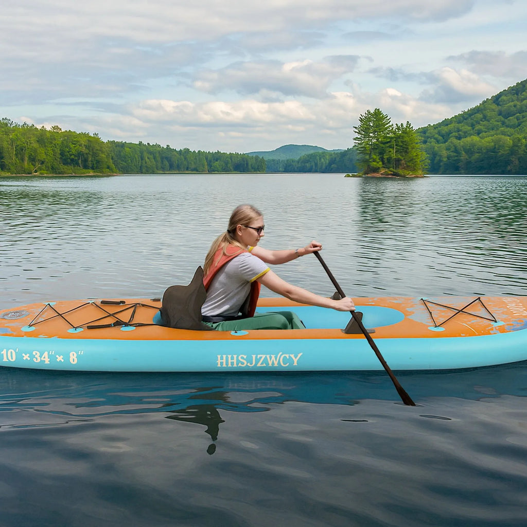 HHSJZWCY 10' Inflatable Stand Up Paddle Board Kayak, 34'' Extra Wide, for Adults, with Seat, PaddleBoard for Fishing,Touring,
