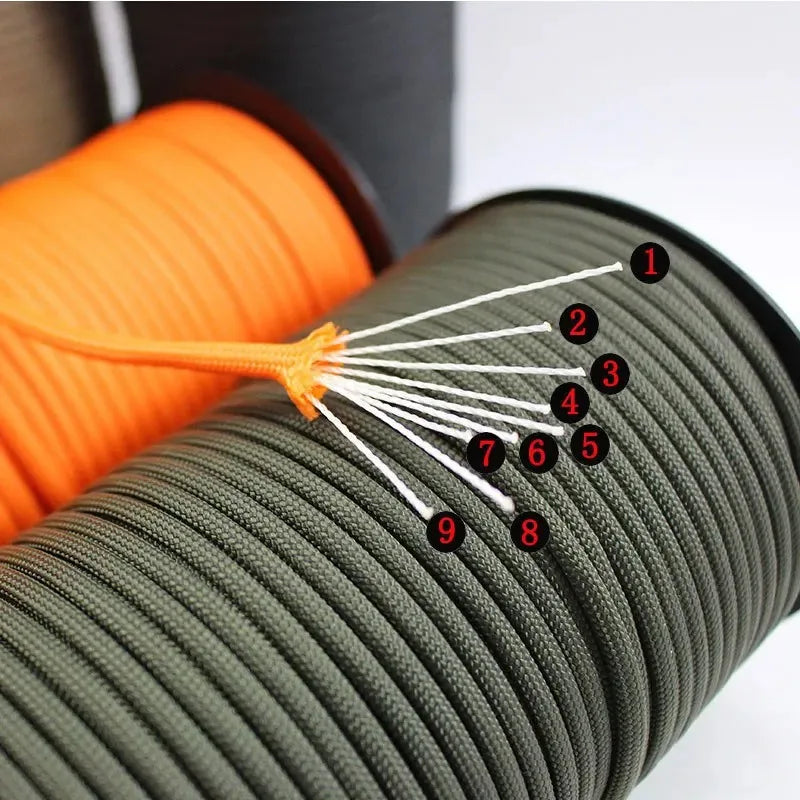 100m 550 Military Standard 9-Core Paracord Rope 4mm Outdoor Parachute Cord Survival