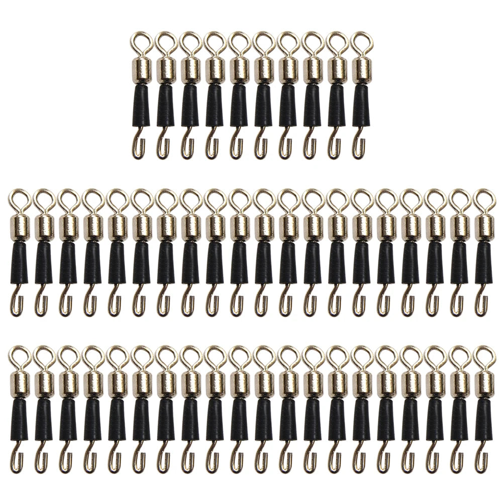 50pcs Fishing Ball Bearing Swivel Solid Rings Fishing Connector