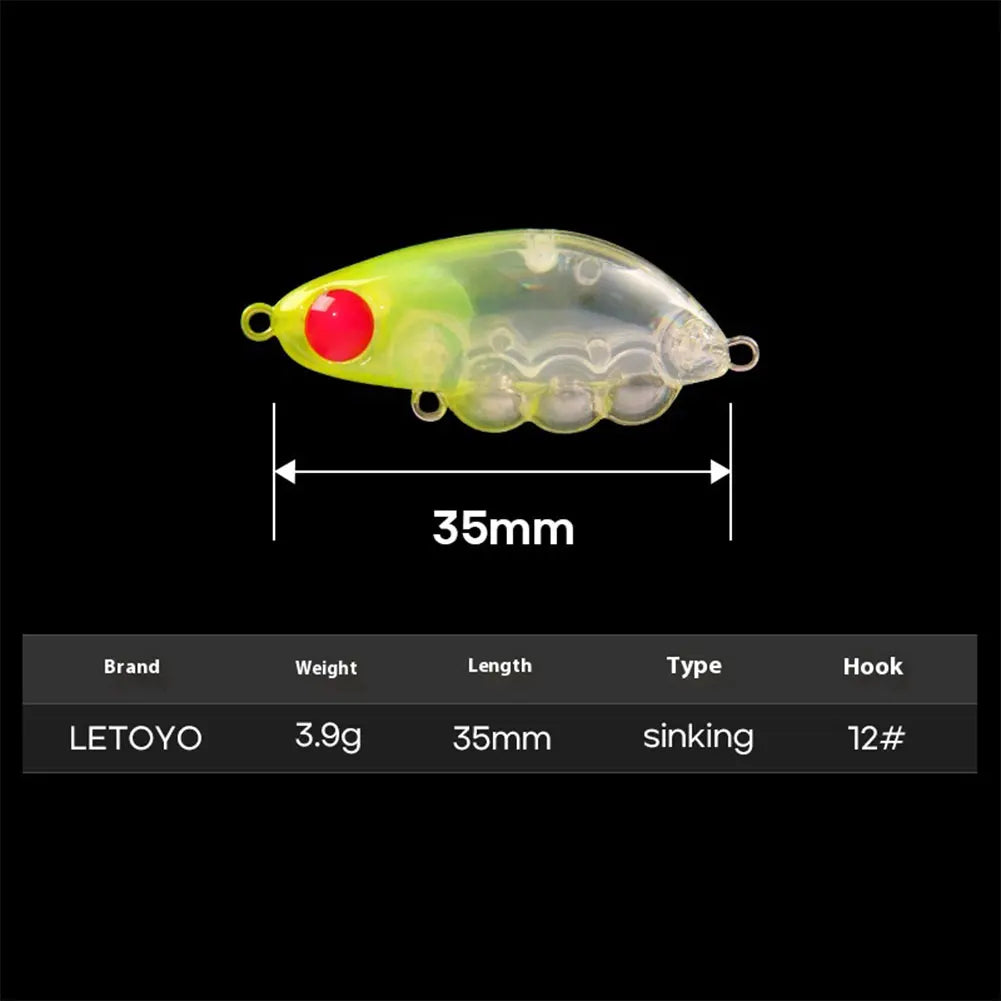 3.9g/35mm Mini Hard Bait with Fixed Steel Ball Fishing Lure Artificial Bait for Perch Trout Bass