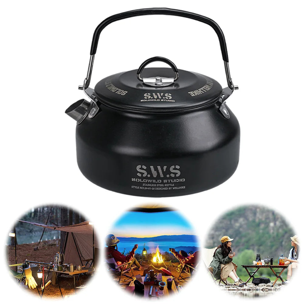 0.8L Portable Hiking Kettle 304 Stainless Steel Ultralight Coffee Kettle
