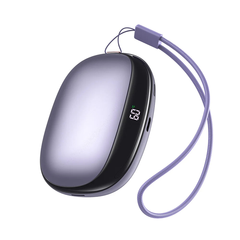 12000mAh Hand Warmer Power Bank, Dual-Side Heating with 3-Temp Control (40°C/50°C/60°C),Compact for Travel