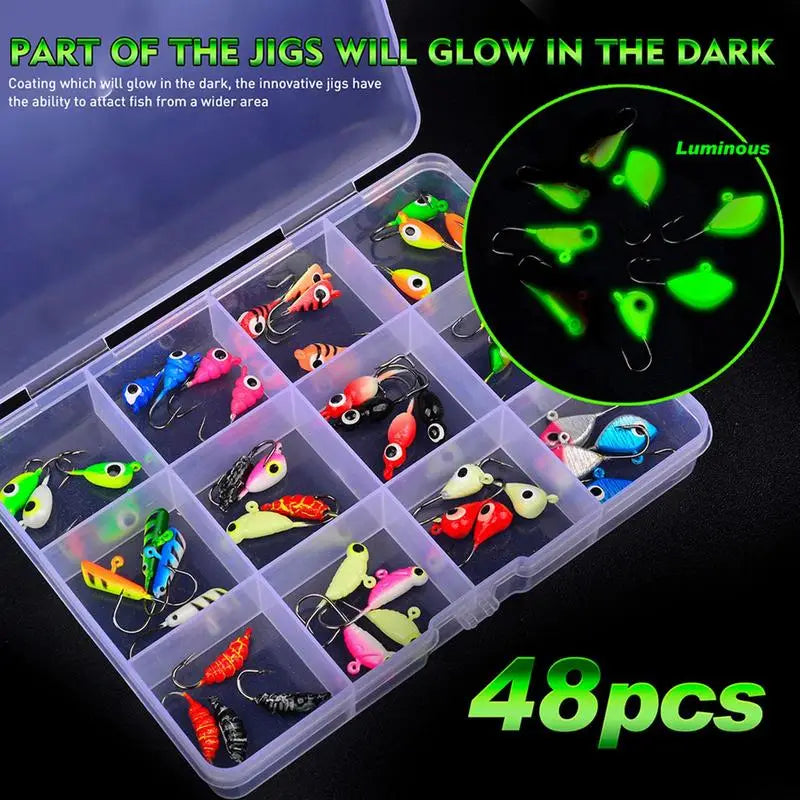 Ice Fishing Lures Artificial Bait Set Fishing Lures Tackle Hook Accessories for Crappie Walleye Freshwater Topwater Saltwater