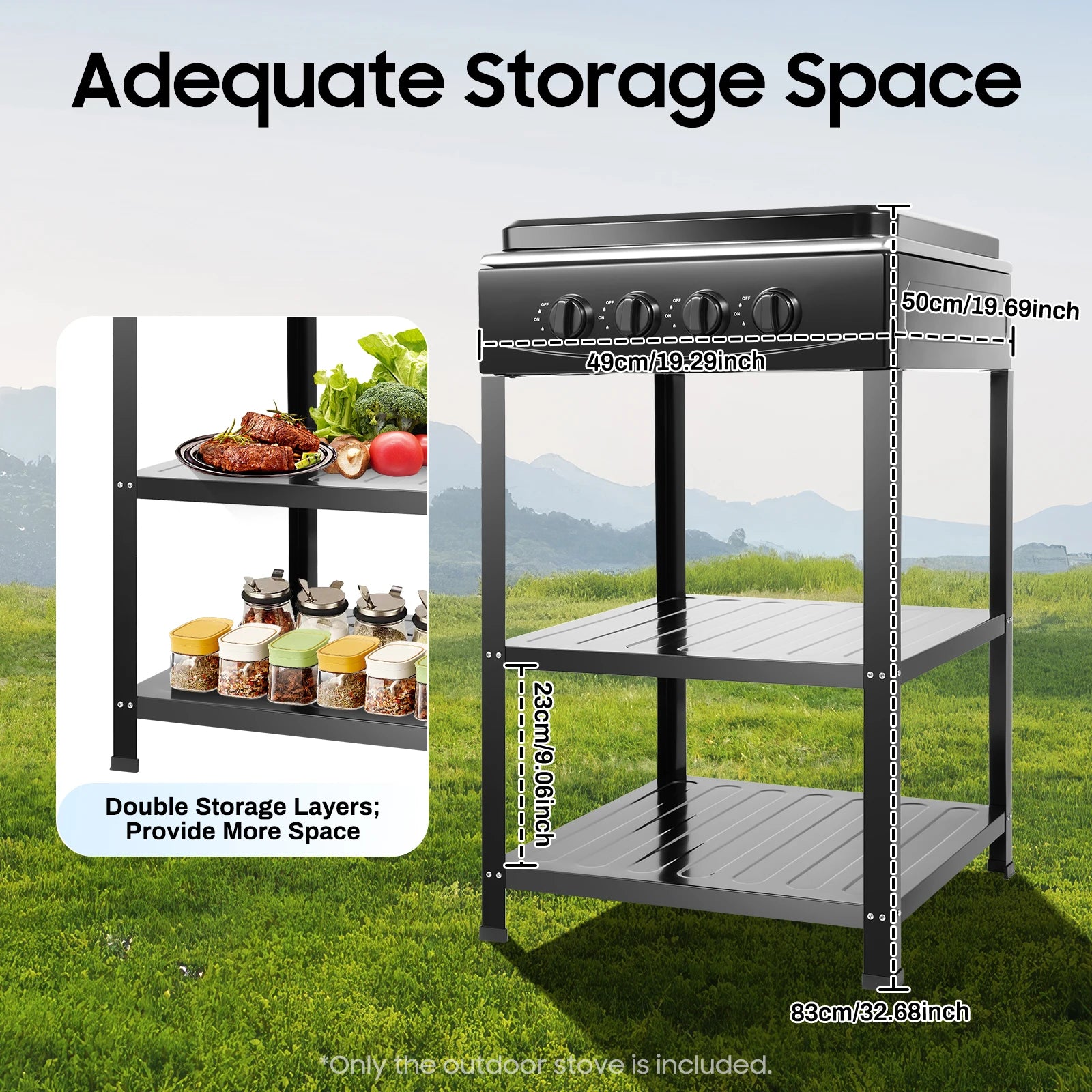 4 Burners Gas Stove Propane Removable Smokeless Barbecue Grill