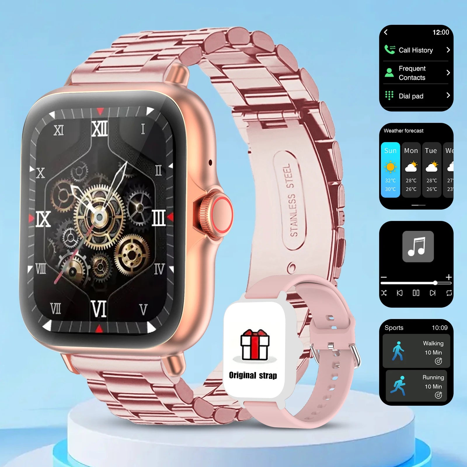 Smart watch with full touch screen, call, message reminder