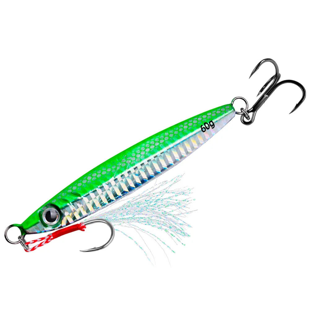 Metal Jig Fishing Lure Fast Sinking Artificial Bait Trout Jigging Lure Saltwater Lures for Sea Fishing and Boat Fishing