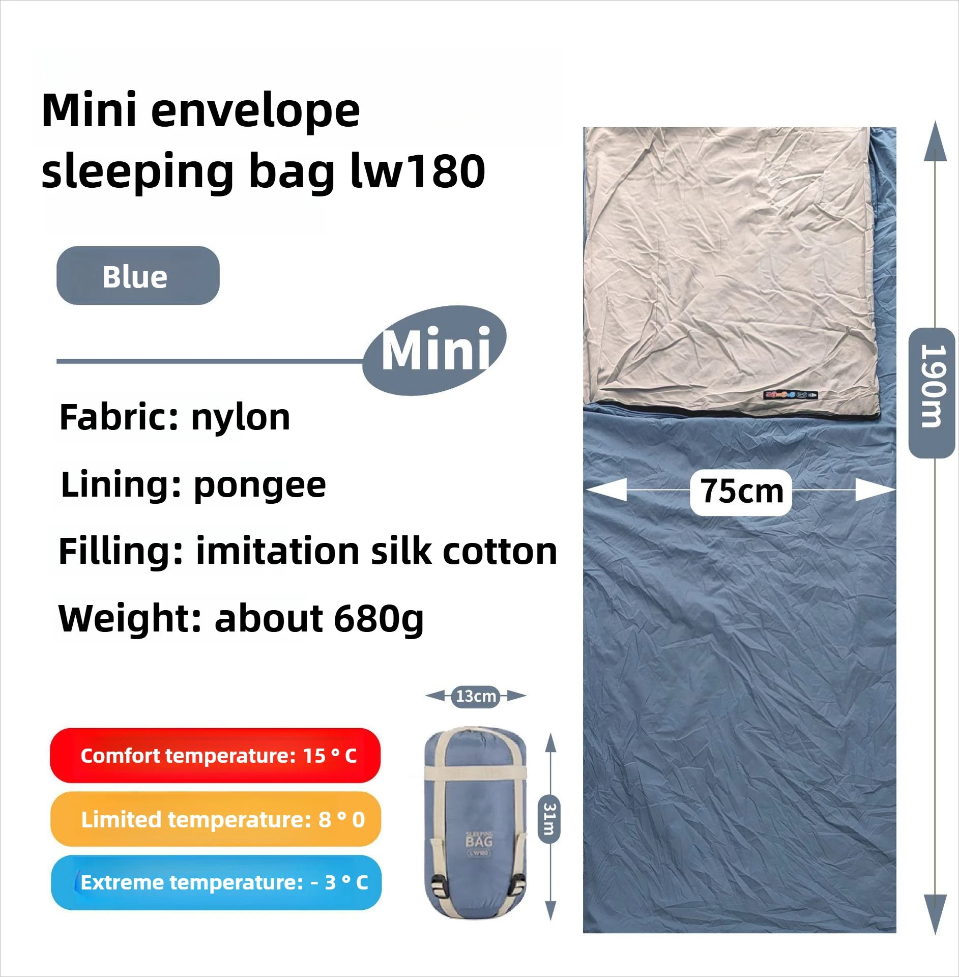 Mini Adult Sleeping Bag Travel Mountaineering Outdoor Camping Down Cotton Dirty