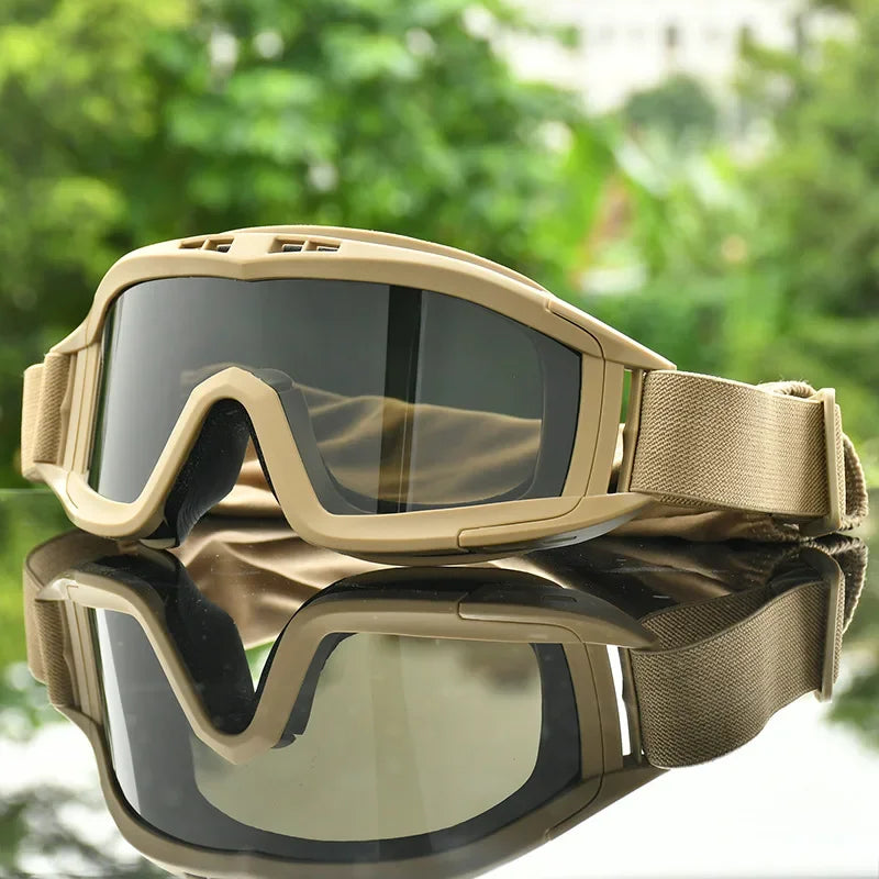 1Pair of Tactical Goggles Retro Cool Motorcycle Windproof Dustproof Safety Glasses