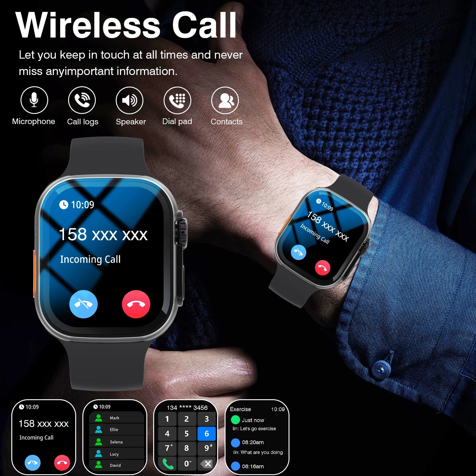 2025 DIY Wallpaper Smart Watch: Wireless Calling, Message Reminder