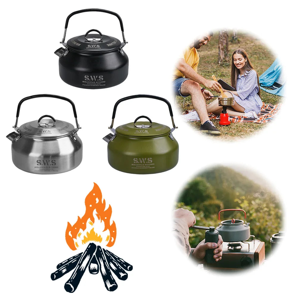 0.8L Portable Hiking Kettle 304 Stainless Steel Ultralight Coffee Kettle