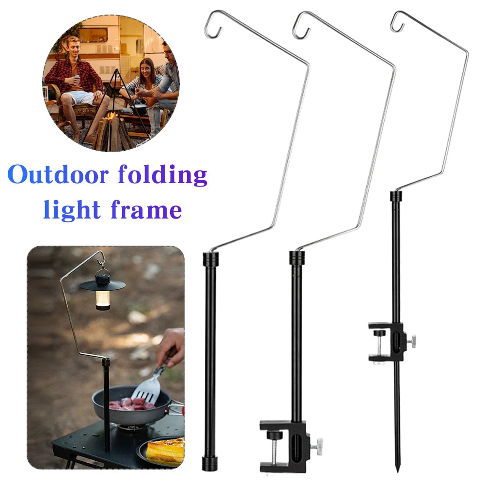 IGT Table Lantern Stand Aluminum Alloy Camping Light Holder Hanging Pole