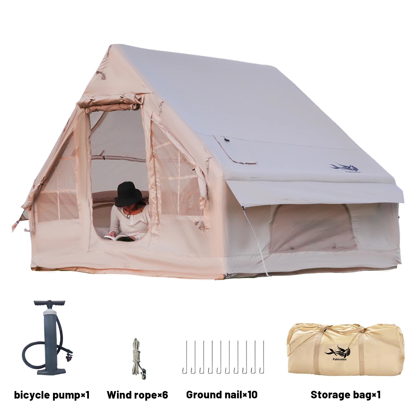 Inflatable Tents For Adult Camping, Luxury Camping Tents, With Stove Plug, 4/6/8 Person