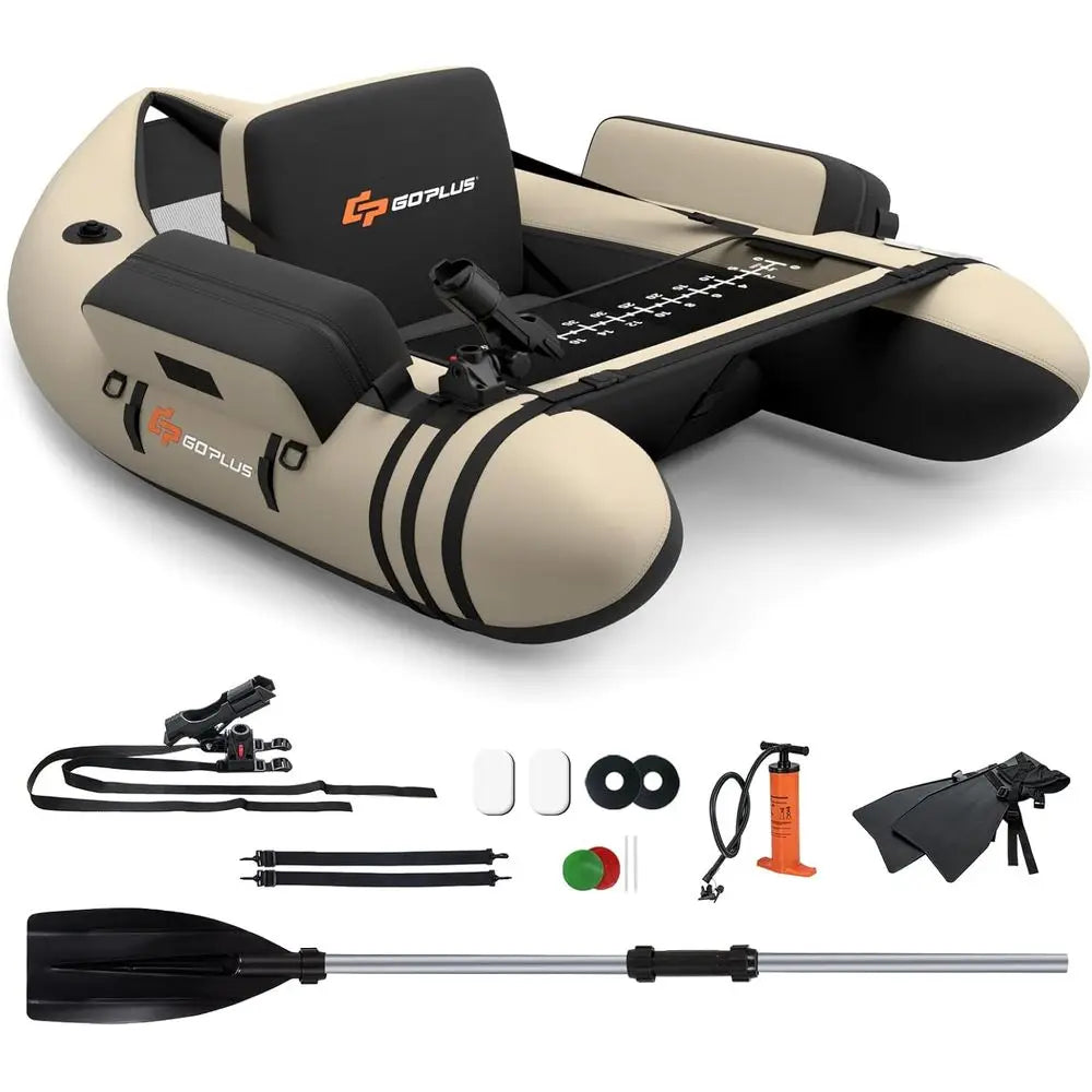 Inflatable Float Tube, Fishing Belly Boat with Fish Ruler, Pump, Storage Bag, Adjustable Straps, Fishing Float Tube for Angling,