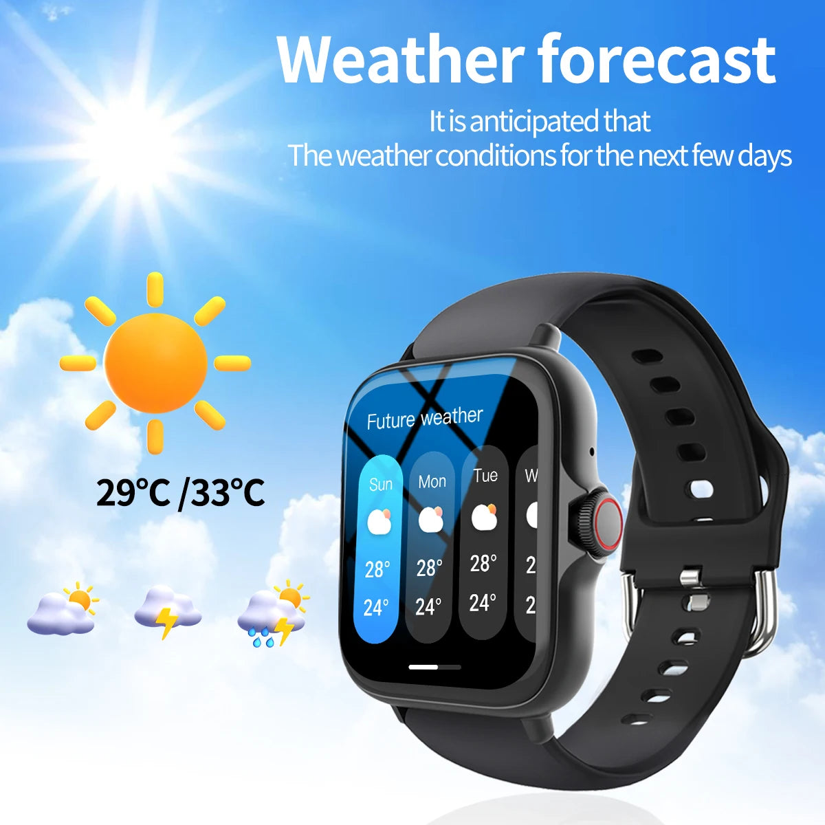 Smart watch with full touch screen, call, message reminder