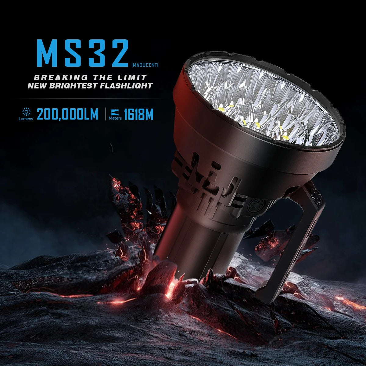200000 Lumen Super Bright Flashlight Range 1618m High Power Flashlight LED rechargeable Professional Searchlight