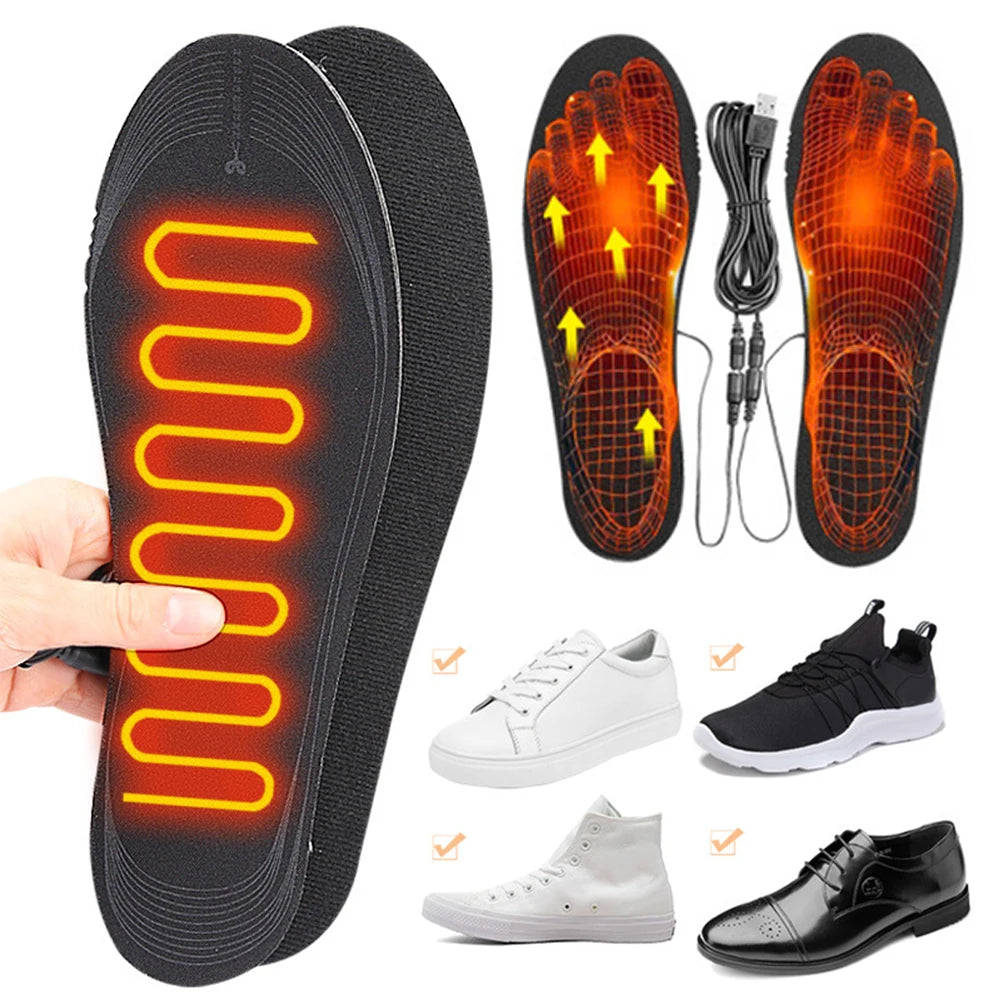 USB Heated Shoe Insoles Electric Heated  Pad Washable Rechargeable Foot Warmer for Men Women
