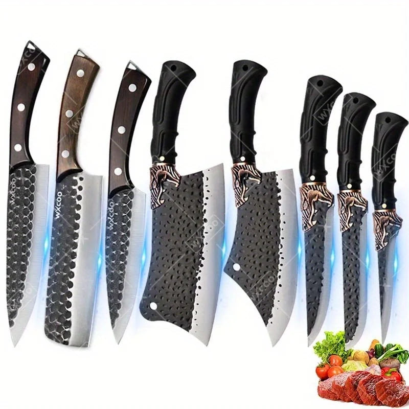 8PCS Professional Kitchen Chef Knife Set Stainless Steel Forged