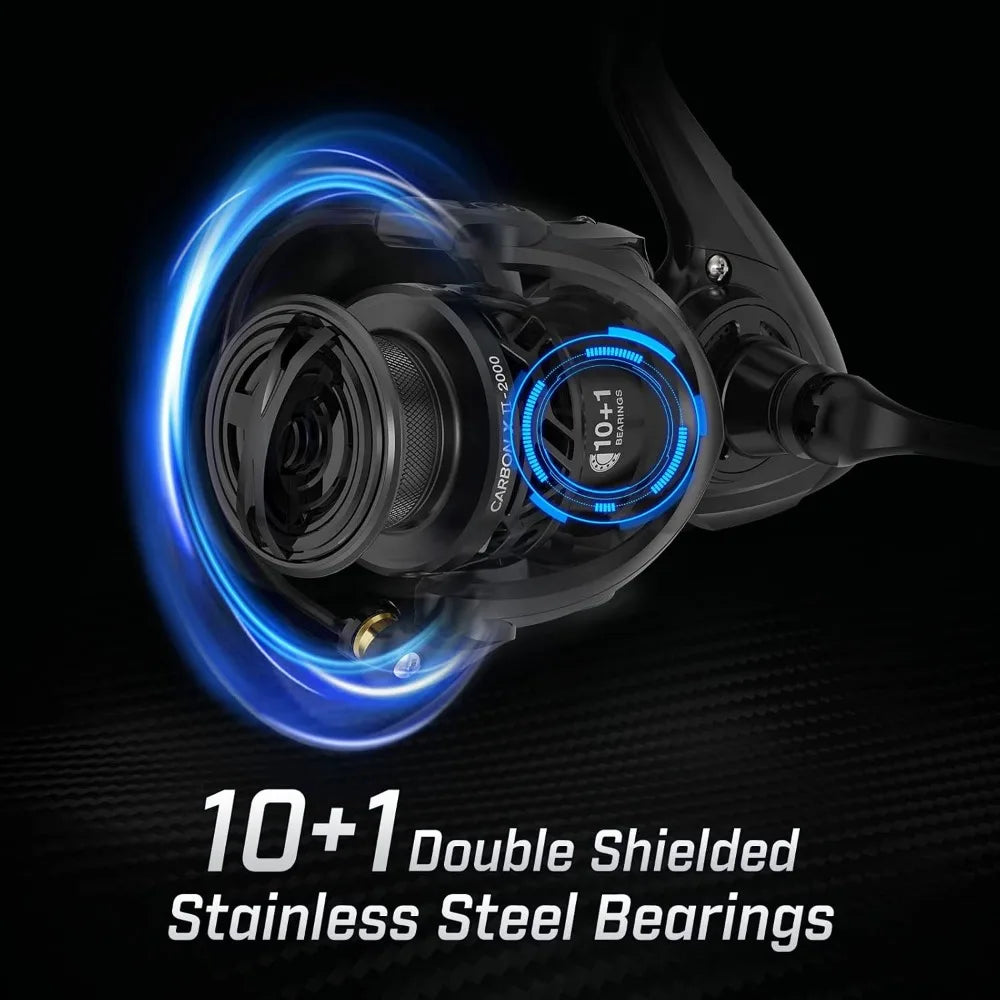 Lightweight Carbon Fiber Spinning Reel, 5.5oz, 22LBs Drag, 10+1 Bearings, Smooth