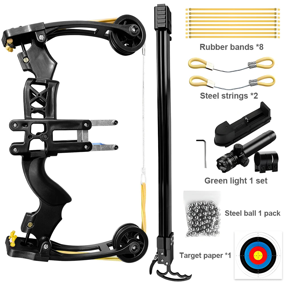 Lightweight Adult Compound Bow, 50-Shot High-Precision Design with Green Light Rail, Portable Outdoor Target Practice Tool