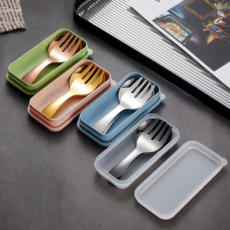 Outdoor Tourism 304 Stainless Steel Portable Tableware, CHILDREN'S Tableware,