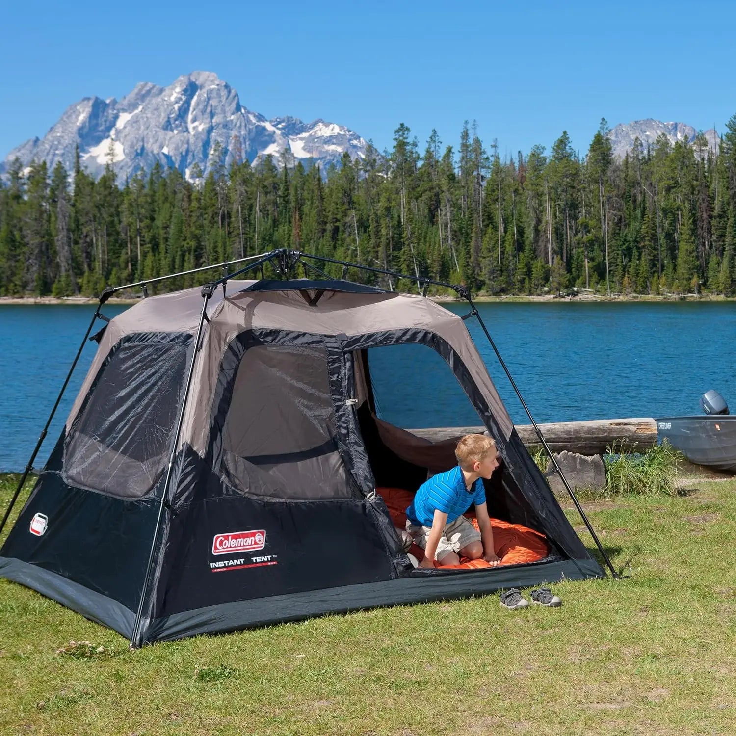 Instant Camping Tent with Large Family Tent with Pre-Attached Poles