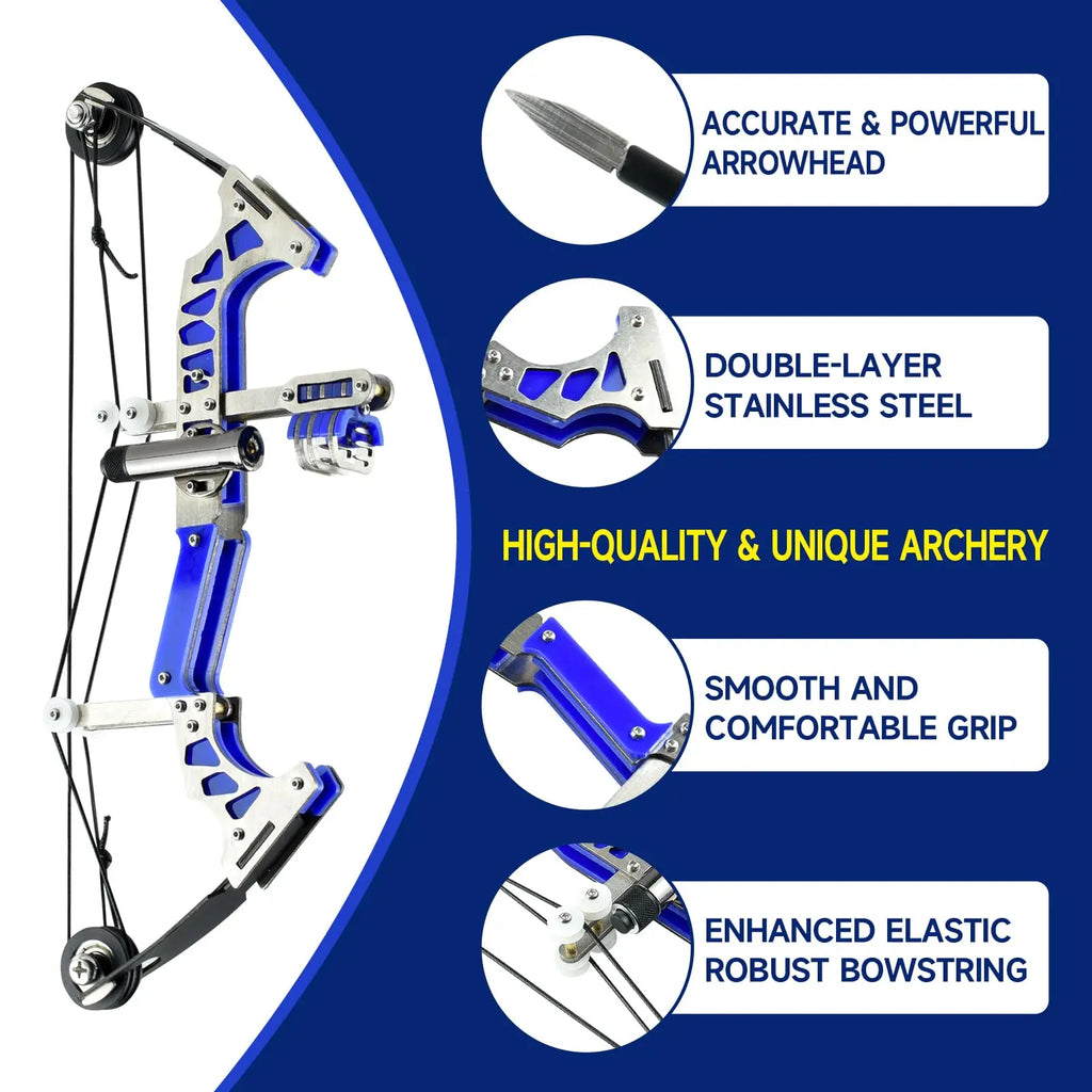 Mini Archery Bow Set 9.8" Mini Compound Bow Mini Hunting Bow Left and Right-Handed General Metal Material Catapult for Shooting