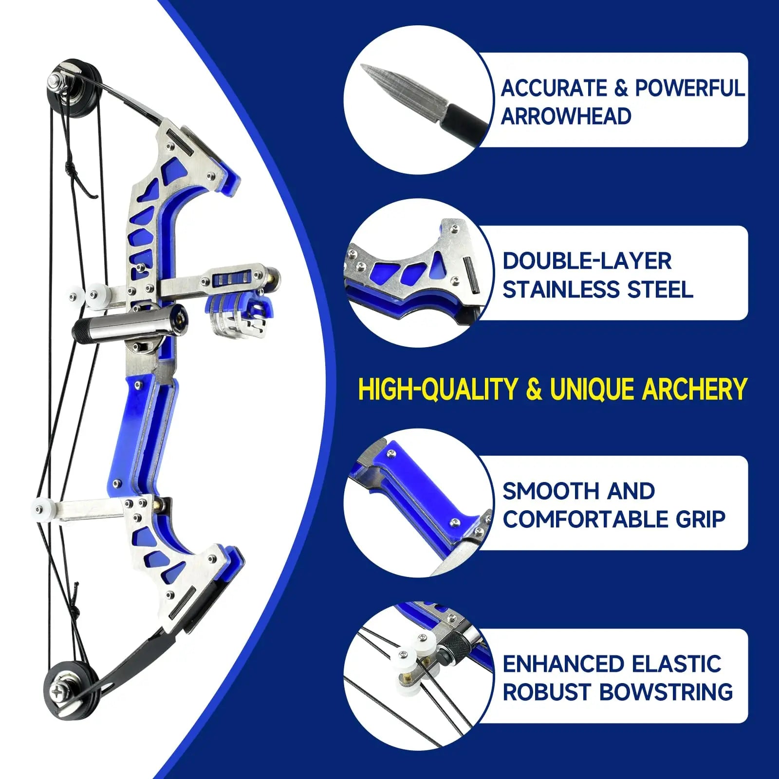 Mini Archery Bow Set 9.8" Mini Compound Bow Mini Hunting Bow Left and Right-Handed General Metal Material Catapult for Shooting
