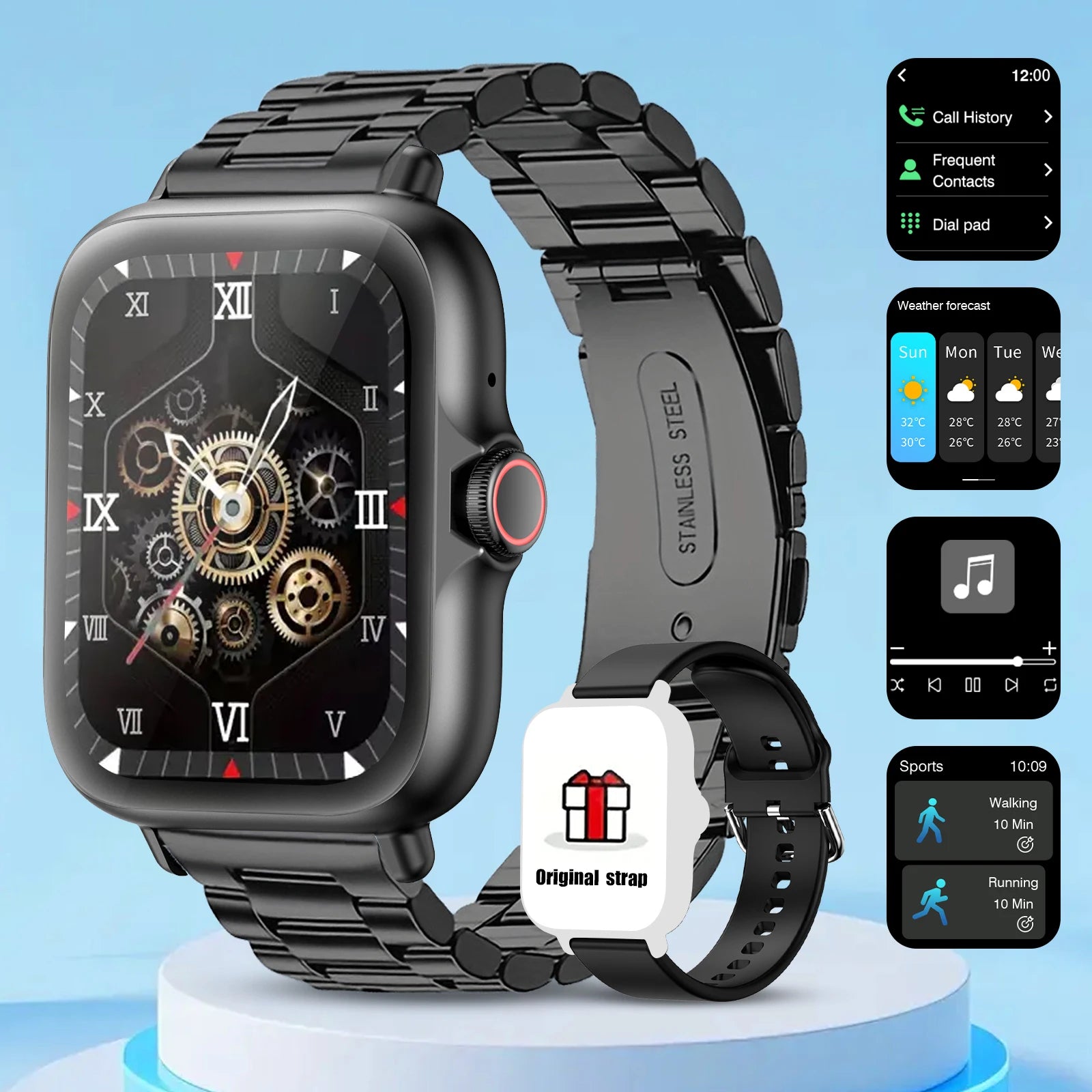 Smart watch with full touch screen, call, message reminder