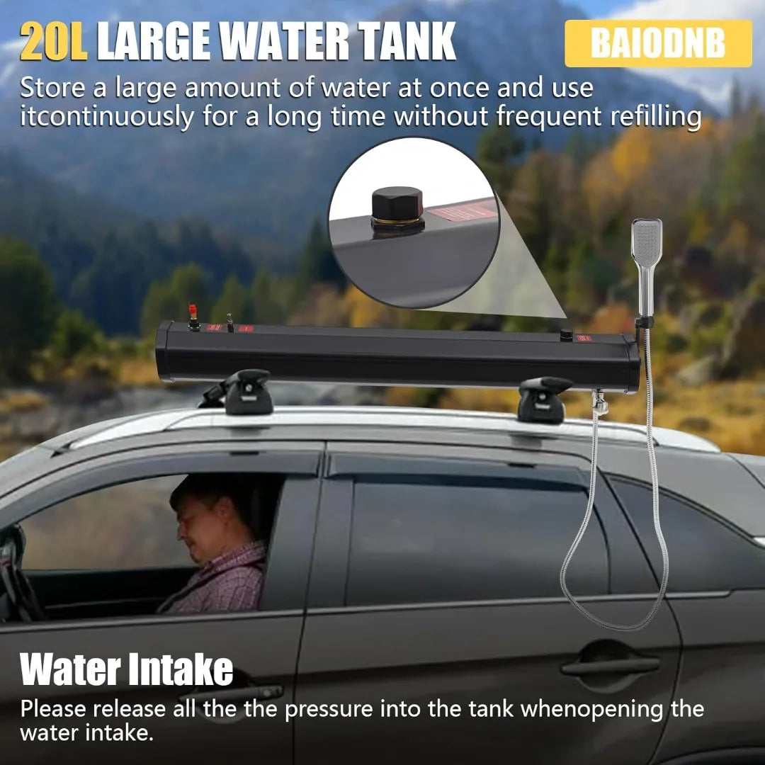 Portable Pressurized Camping Shower - 5L Water Tank with Handheld Showerhead for Outdoor Includes Storage Bag