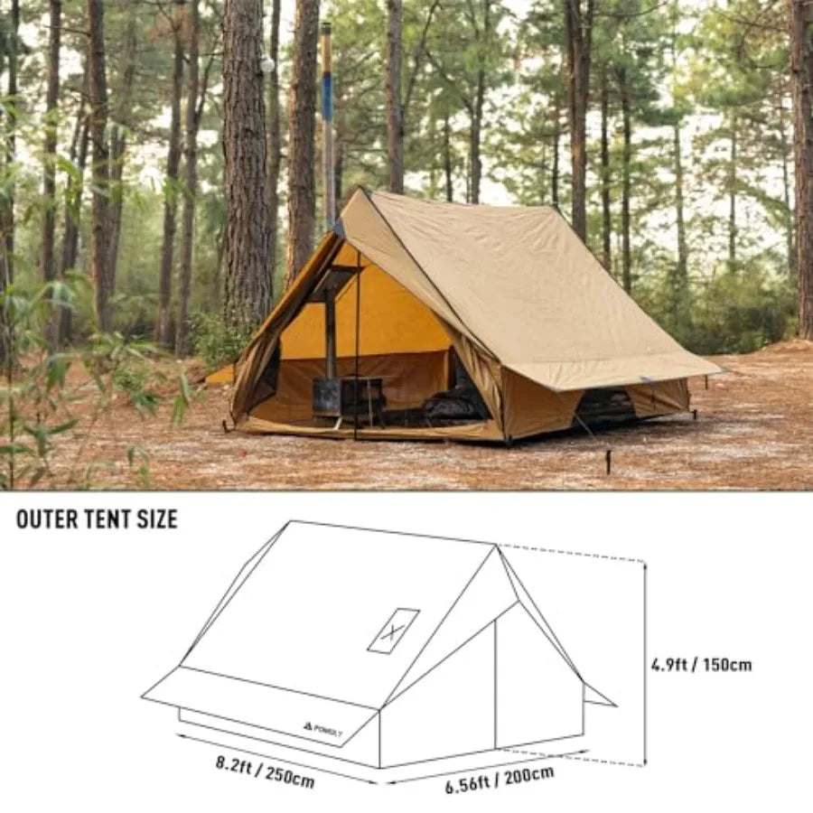 Hot Cabin Tent  with Stove Jack and Two Poles for 2-3 Person Hiking Backpacking