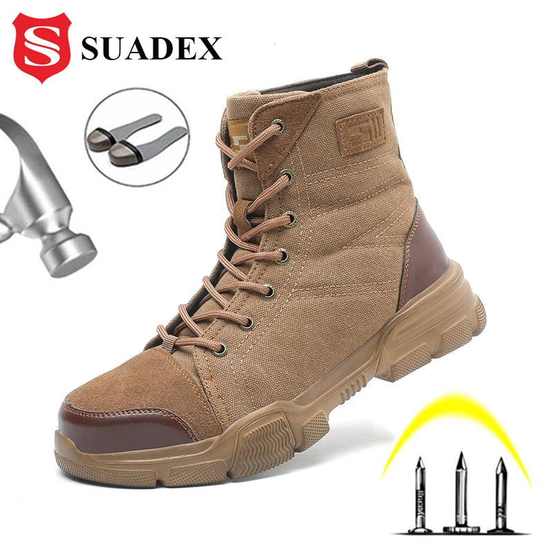 Steel Toe Boots for Men Work Boots Indestructible Desert Safety Boots Safety Shoes 36-48
