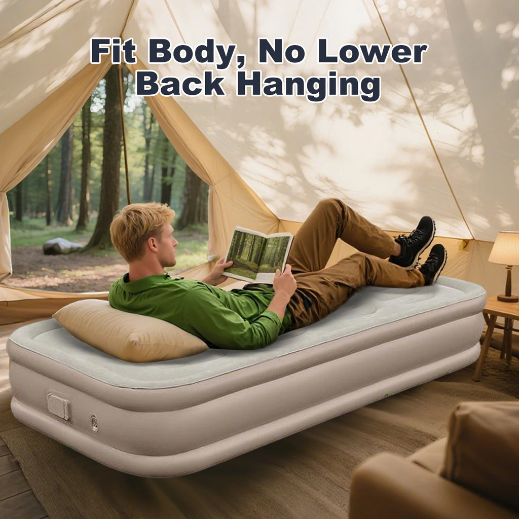 Air Mattress With Electric Air Pump Foldable Inflatable Mattress Mat With Soft Flocked Top