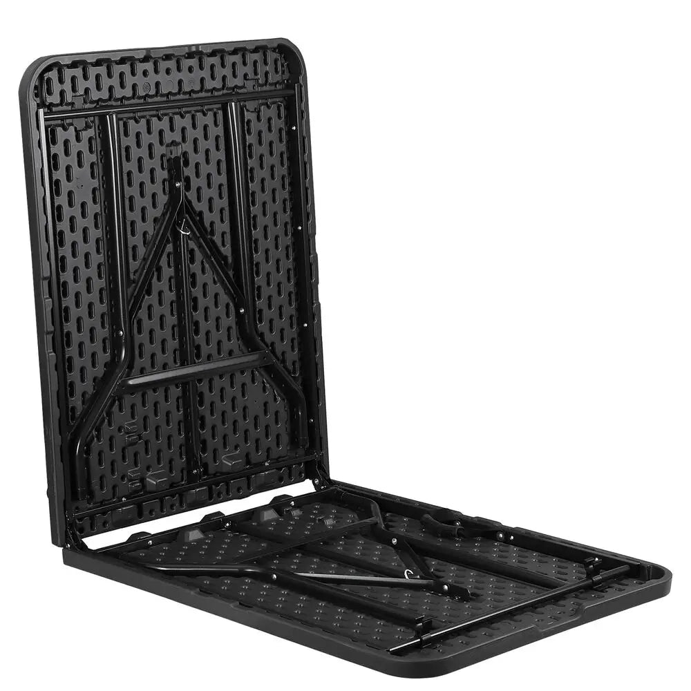 6 FT Folding Table Portable Fold-in-Half Plastic Table for Picnic Camping Black