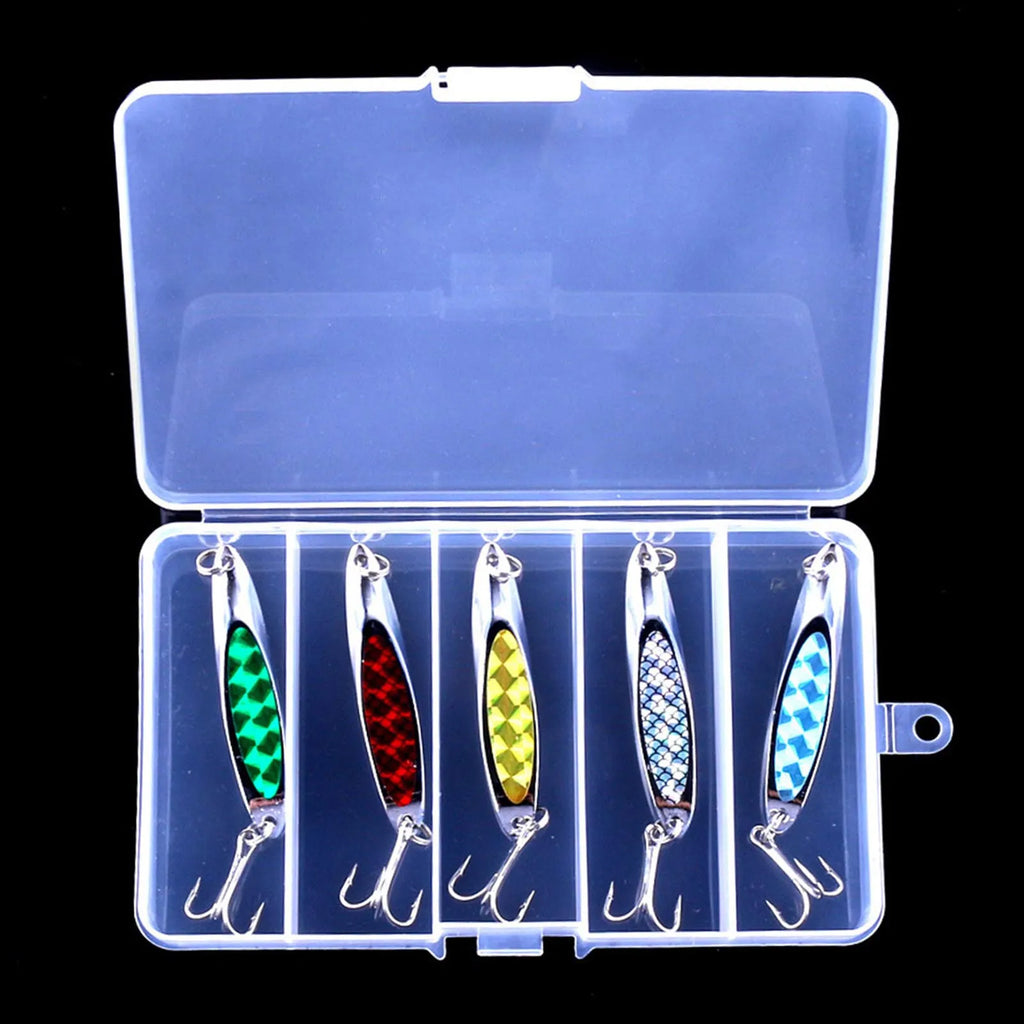 7cm Metal Casting Spoon Lure hooks with box Sequin lure fishhooks for Saltwater Fishing Long Distance Casting Shiny Bait