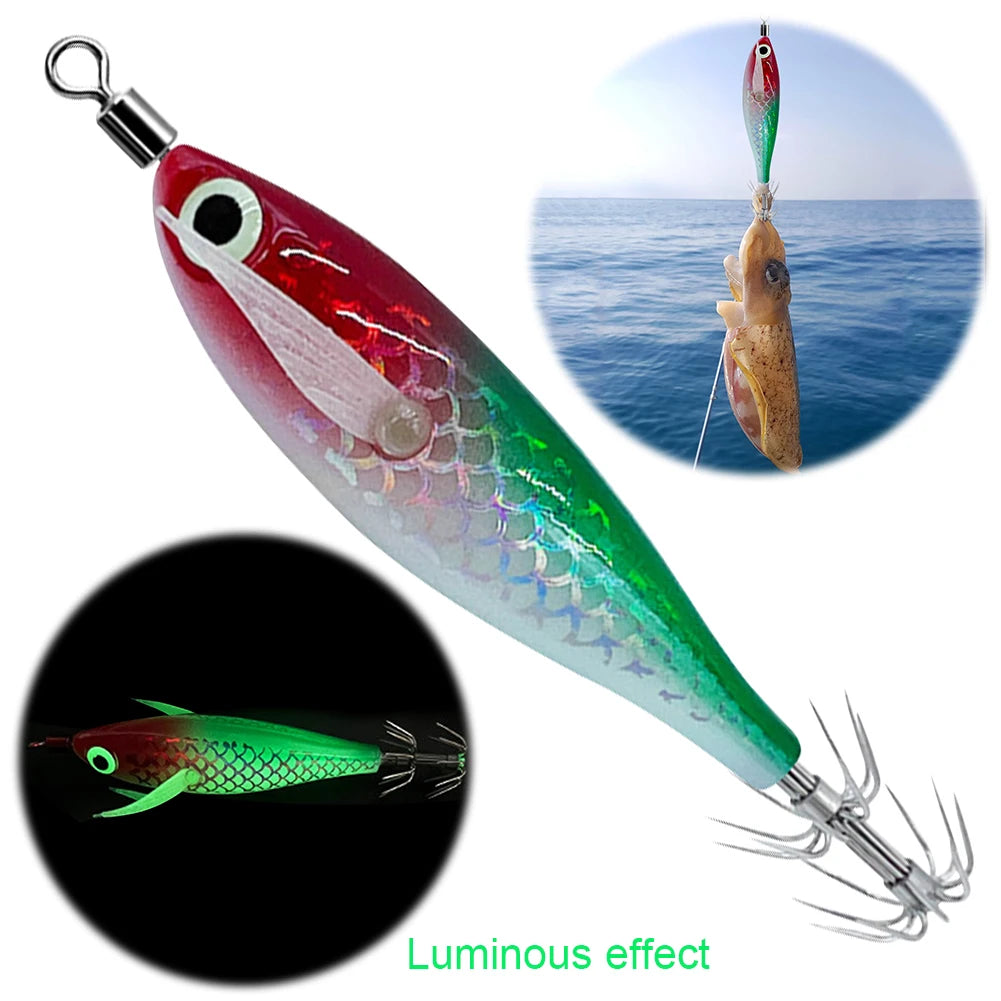 Luminous Squid Hook Cuttlefish Attracting Lure Double Hook Glow In The Dark