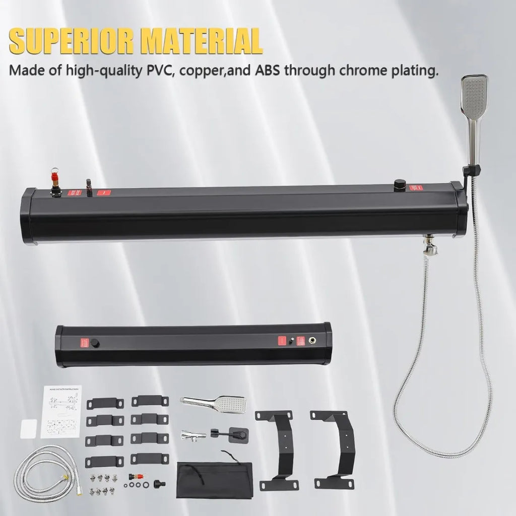 Portable Pressurized Camping Shower - 5L Water Tank with Handheld Showerhead for Outdoor Includes Storage Bag